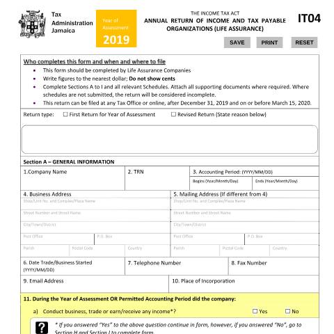 Document preview: IT04 2019 — Document, Jamaica (CERFA n°IT04_+2019)