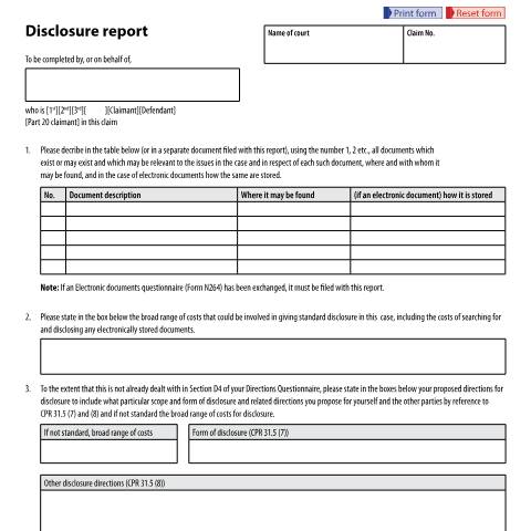 Document preview: Make a disclosure report: Form N263 — HM Courts & Tribunals Service, United Kingdom