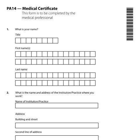 Document preview: Form PA14: Medical certificate (probate) — HM Courts & Tribunals Service, United Kingdom