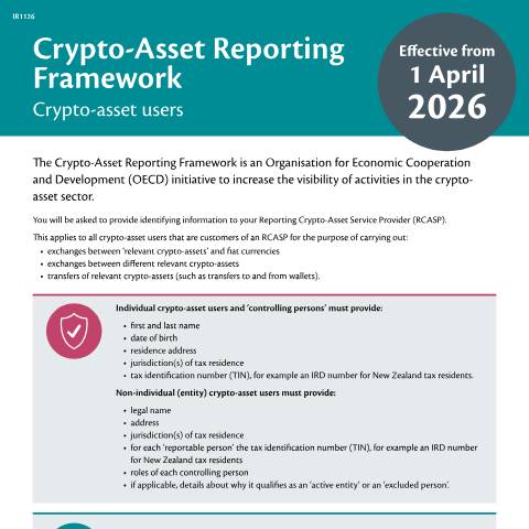 Document preview: Crypto-Asset Reporting Framework Crypto-asset users — Other, New Zealand (CERFA n°IR1126)