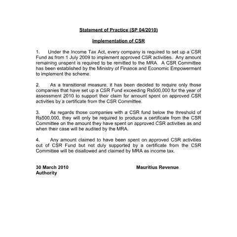 Document preview: SP 04/10 — Document, Mauritius (CERFA n°SP042010)