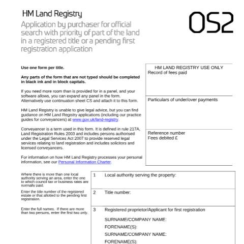 Document preview: Official search with priority: part of the title (OS2) — HM Land Registry, United Kingdom