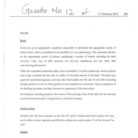 Document preview: TR 250 — Document, Mauritius (CERFA n°TR250)