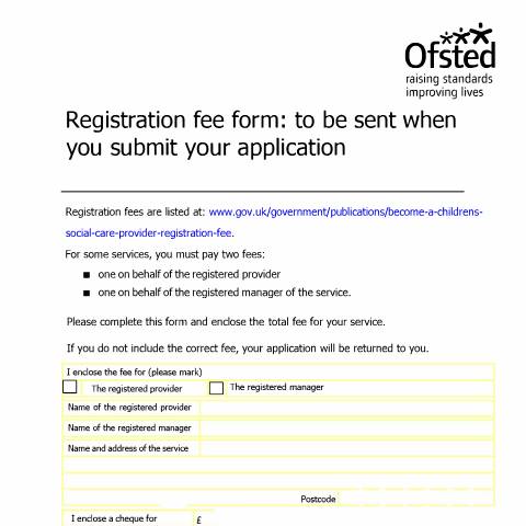 Document preview: Become a children's social care provider: registration fee — Ofsted, United Kingdom