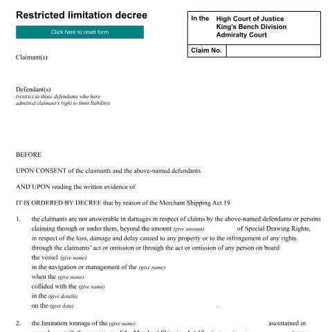 Document preview: Restricted limitation decree: Form ADM18 — HM Courts & Tribunals Service, United Kingdom