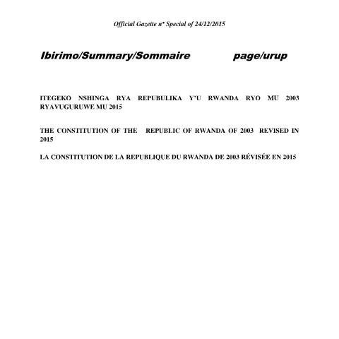 Document preview: constitution of rwanda j o 24 12 2015 oqj0w0 — Document, Rwanda (CERFA n°constitution_of_rwanda_j_o_24_12_2015_oqj0w0_adbaf79289)