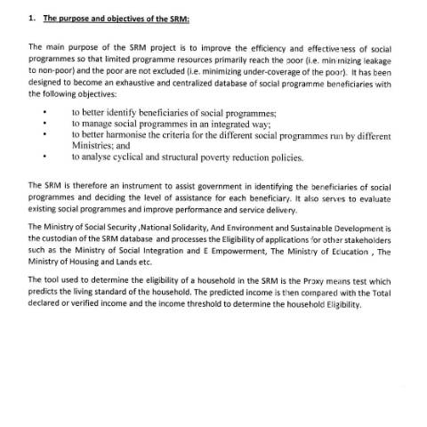 Document preview: SRM — Document, Mauritius (CERFA n°SRM)