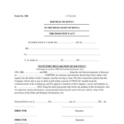Document preview: f32b — Document, Kenya (CERFA n°f32b)