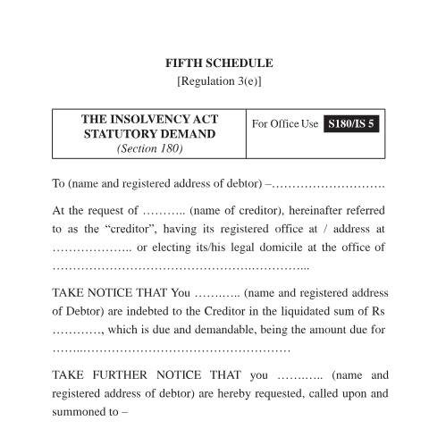 Document preview: Statutory Demand _IS5 — Document, Mauritius (CERFA n°Statutory-Demand-_IS5)