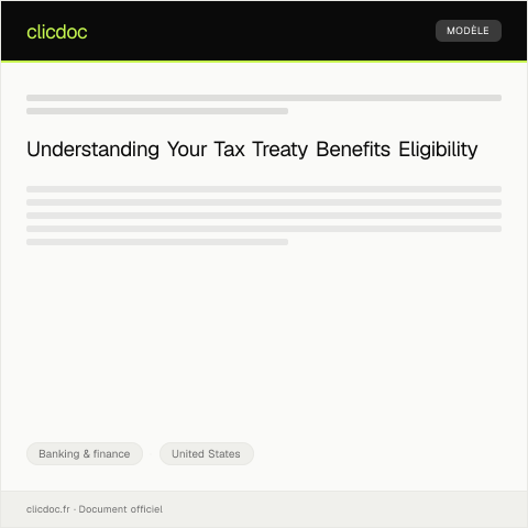 Document preview: Information on Tax Treaty Benefits — Banking & finance, United States