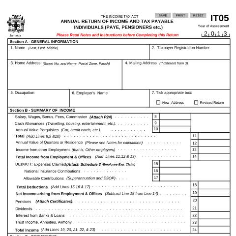Document preview: IT05 2013 — Document, Jamaica (CERFA n°IT05_2013)