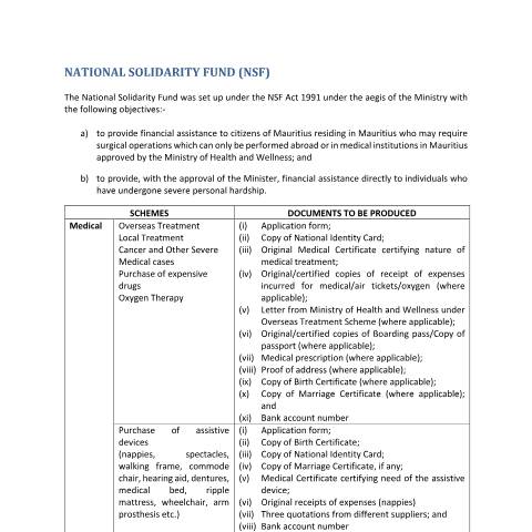 Document preview: services provided by NSF — Document, Mauritius (CERFA n°services-provided-by-NSF)