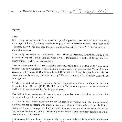 Document preview: TR 201 - 249 — Document, Mauritius (CERFA n°TR201-249)