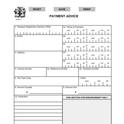 Document preview: Payment Advice — Document, Jamaica (CERFA n°Payment+Advice+27122017)