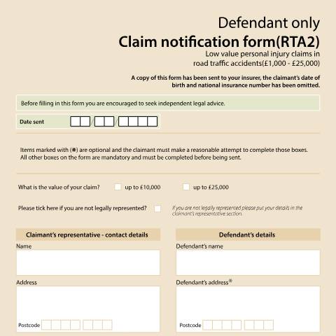 Document preview: Form RTA2: Defendant only claim notification — HM Courts & Tribunals Service, United Kingdom