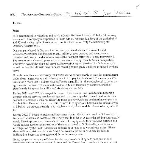 Document preview: TR 273 — Document, Mauritius (CERFA n°TR273)