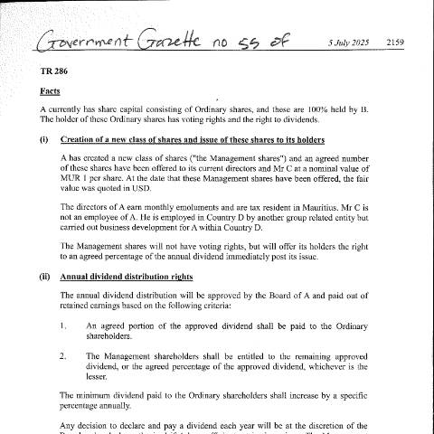 Document preview: TR 286 — Document, Mauritius (CERFA n°TR286)