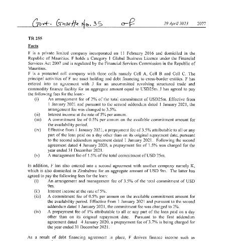 Document preview: TR 255 — Document, Mauritius (CERFA n°TR255)