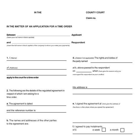 Document preview: Notice of application for a time order: Form N440 — HM Courts & Tribunals Service, United Kingdom
