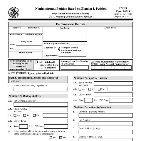 Document preview: USCIS Form I-129S — USCIS, United States (CERFA n°I-129S)