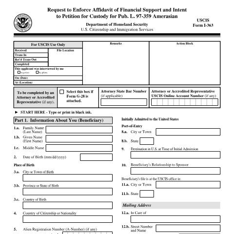 Document preview: USCIS Form I-363 — USCIS, United States (CERFA n°I-363)