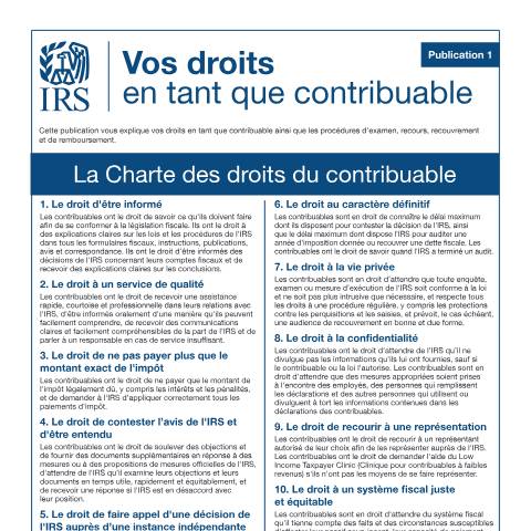 Document preview: IRS Publication p1fr — IRS, United States (CERFA n°PUB-1FR)
