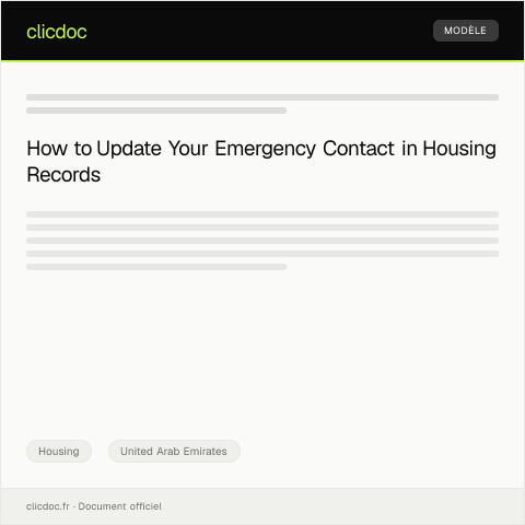 Document preview: Update Emergency Contact in Housing Records / تحديث جهة الاتصال للطوارئ في سجلات السكن — Housing, United Arab Emirates