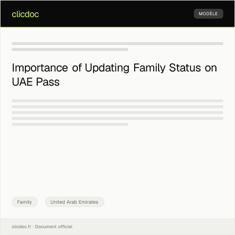 Document preview: Update of Family Status on UAE Pass Digital ID — Family, United Arab Emirates