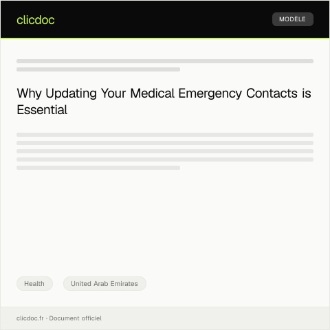 Document preview: Update of Medical Emergency Contact Information — Health, United Arab Emirates