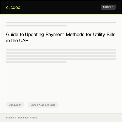 Document preview: Update of Payment Method for Utility Bills (تحديث طريقة الدفع لفاتورة المرافق) — Consumer, United Arab Emirates