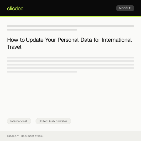Document preview: Update of Personal Data for International Travel Records — International, United Arab Emirates