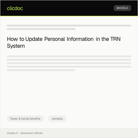 Document preview: Update your personal information in the TRN system via gov.jm e-services — Taxes & social benefits, Jamaica
