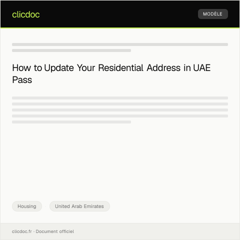 Document preview: Update Residential Address in UAE Pass / تحديث عنوان السكن في الإمارات باس — Housing, United Arab Emirates