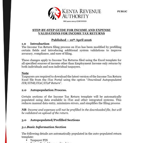 Document preview: Updated User Guide Income and Expense Validations in Income Tax Returns — Guide, Kenya (CERFA n°Updated-User-Guide---Income-and-Expense-Validations-in-Income-Tax-Returns)