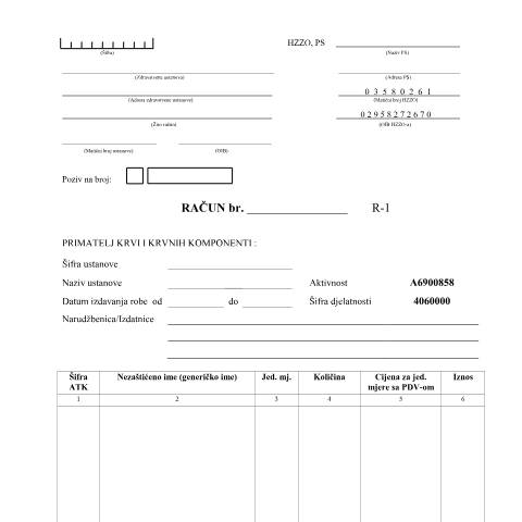 Document preview: SR KRV 06.06.2022 0 — Zdravstveno (sante), Hrvatska (CERFA n°SR_KRV_06.06.2022_0)