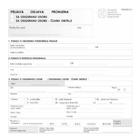 Document preview: TISKANICA-2 0 — Zdravstveno (sante), Hrvatska (CERFA n°TISKANICA-2)