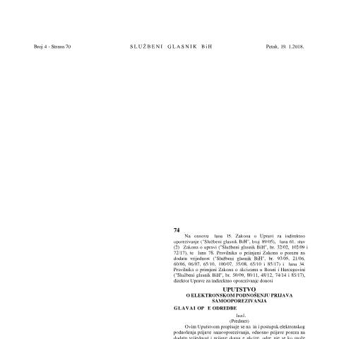 Document preview: B 11 Uputs o elektronsk podnos prijava asmooporeziv B sl glasnik 04 18 22 01 18 — UINO e-PDV, Bosna i Hercegovina