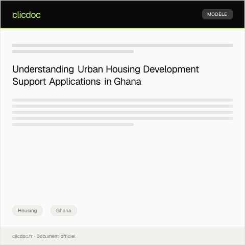 Document preview: Application for Urban Housing Development Support — Housing, Ghana