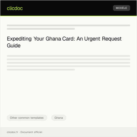 Document preview: Request for Urgent Ghana Card Processing — Other common templates, Ghana