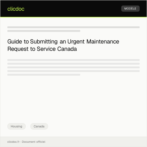 Document preview: Urgent Maintenance Request Form — Housing, Canada