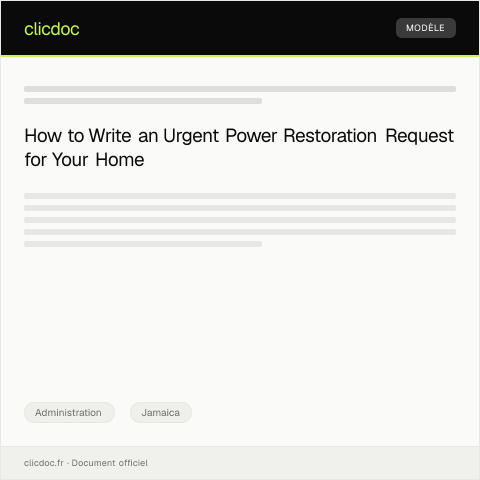 Document preview: Request for Urgent Power Restoration at Residence — Administration, Jamaica