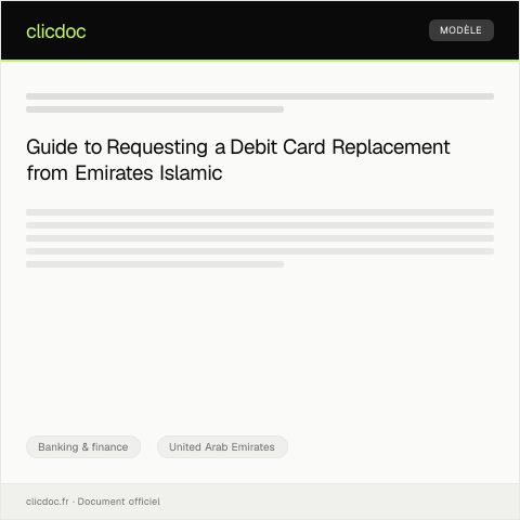 Document preview: Urgent Request for Debit Card Replacement from Emirates Islamic Bank — Banking & finance, United Arab Emirates