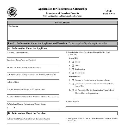 Document preview: USCIS Form N-644 — USCIS, United States (CERFA n°N-644)