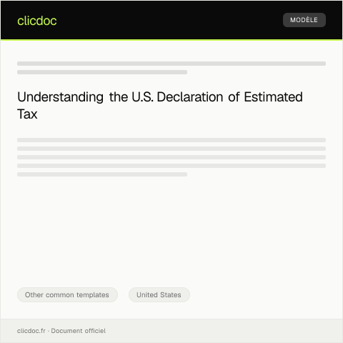 Document preview: U.S. Declaration of Estimated Tax — Other common templates, United States