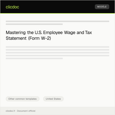 Document preview: U.S. Employee Wage and Tax Statement (Form W-2) — Other common templates, United States