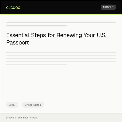 Document preview: Application for U.S. Passport Renewal — Legal, United States