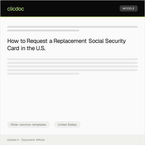 Document preview: U.S. Request for Replacement Social Security Card — Other common templates, United States