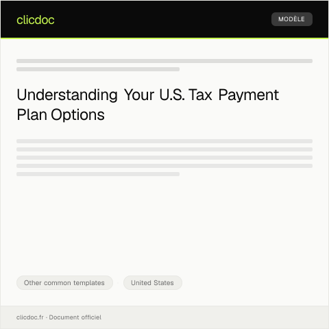 Document preview: U.S. Request for Tax Payment Plan — Other common templates, United States