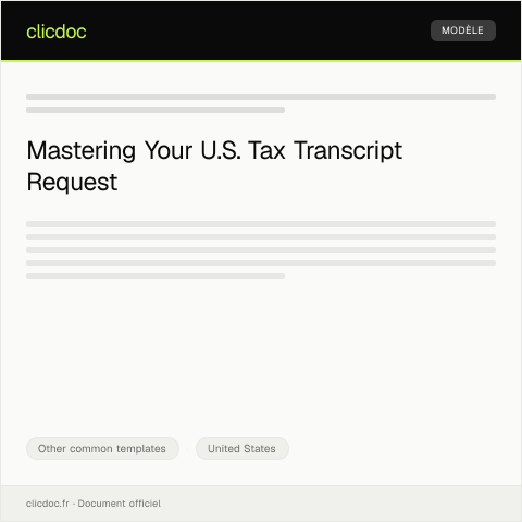 Document preview: U.S. Request for Tax Transcript — Other common templates, United States