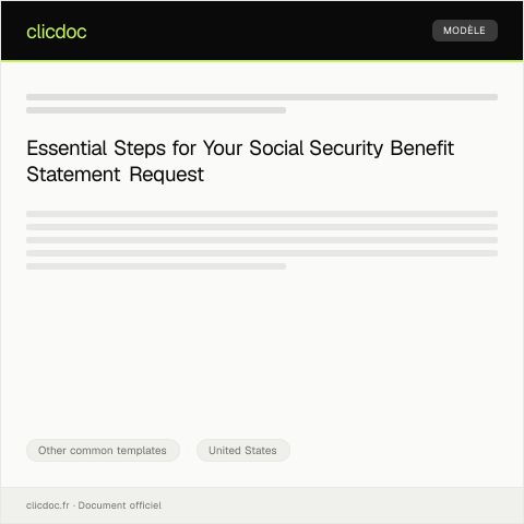 Document preview: U.S. Request for Social Security Benefit Statement — Other common templates, United States